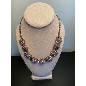 Vintage CROWN TRIFARI statement necklace -- rose gold with faux diamonds